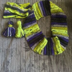 Colorful Knit Kids Scarf and Headband Set
